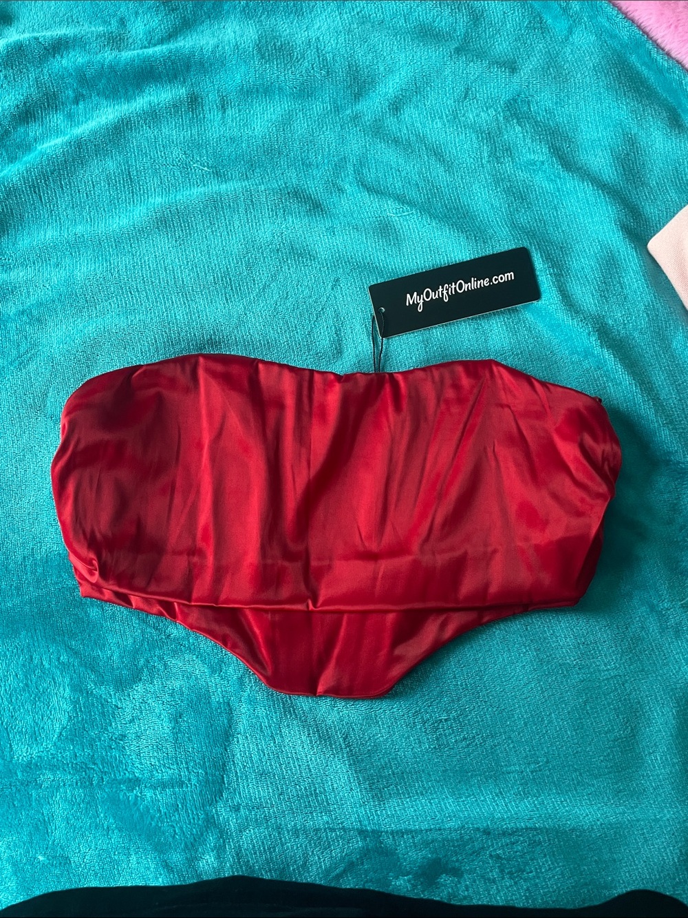 MyOutfitOnline Red Strapless Satin Bandeau